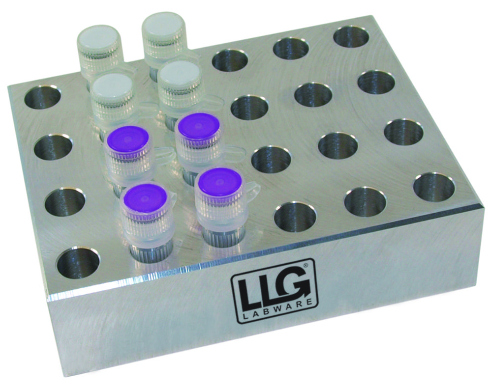 LLG-Temperierblock exact, Aluminium | Anzahl Stellplätze: 12 x 15,0 ml Zentrifugenröhrchen
