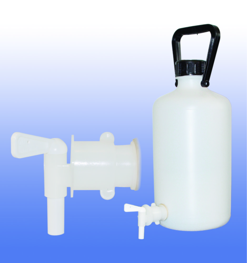 LLG-Ballonflasche, Enghals, HDPE, mit Zapfhahn